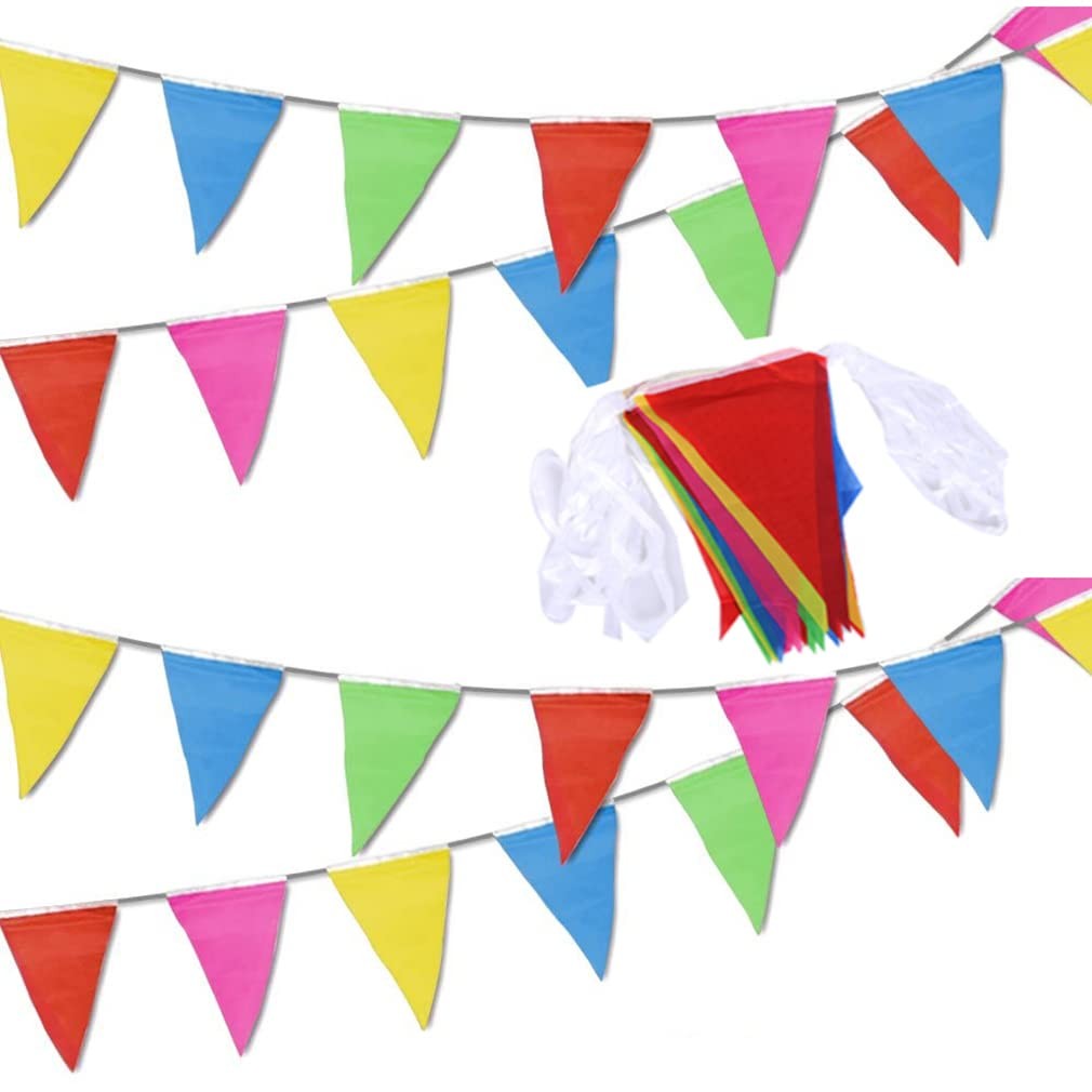 40M/ 131ft Bunting Banner with 80 Flags Multicolor Nylon Fabric Flag Pennant Ba