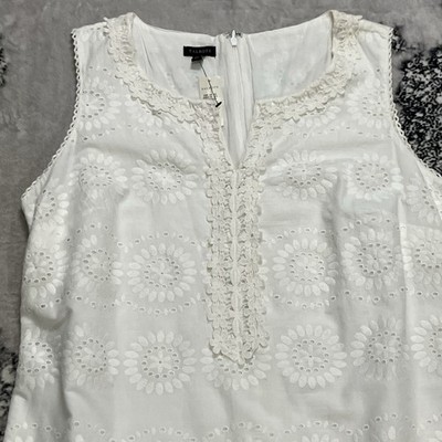 Talbots White Eyelet Shift Dress Womens Size 14 Sleeveless Lace Trim NWT | eBay Talbots White Eyelet Shift Dress Womens Size 14 Sleeveless Lace Trim NWT | eBay