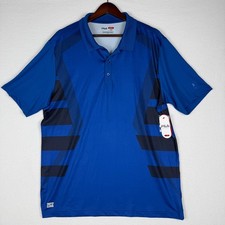 NEW Fila Sport Golf Mens L Blue Striped Performance Polo Shirt GMF326001