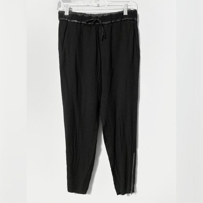 Helmut Lang Vintage Women's Lamb Leather Trim Jogger Black Zip