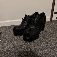 Vintage 70s Men s Black Platform Shoes Disco Glam Pimp Shoes Size 8.5