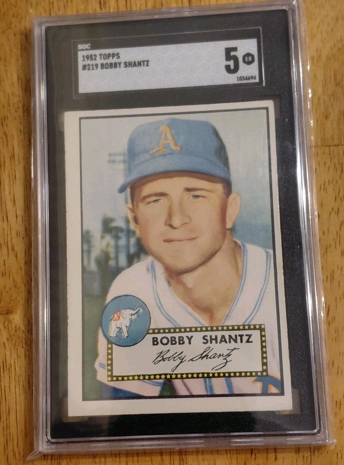 1952 Topps Bobby Shantz #219 Philadelphia Athletics SGC 5 FREE SHIPPING