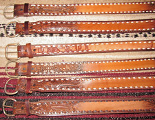 VTG Western C M Co Buckstitch Tooled Embossed Leather Belts 6 pc Size 28 NEW