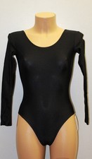 Women Gymnastics Leotard 100-00 Long Sleeve Bottom Closed Black Spandex Size S