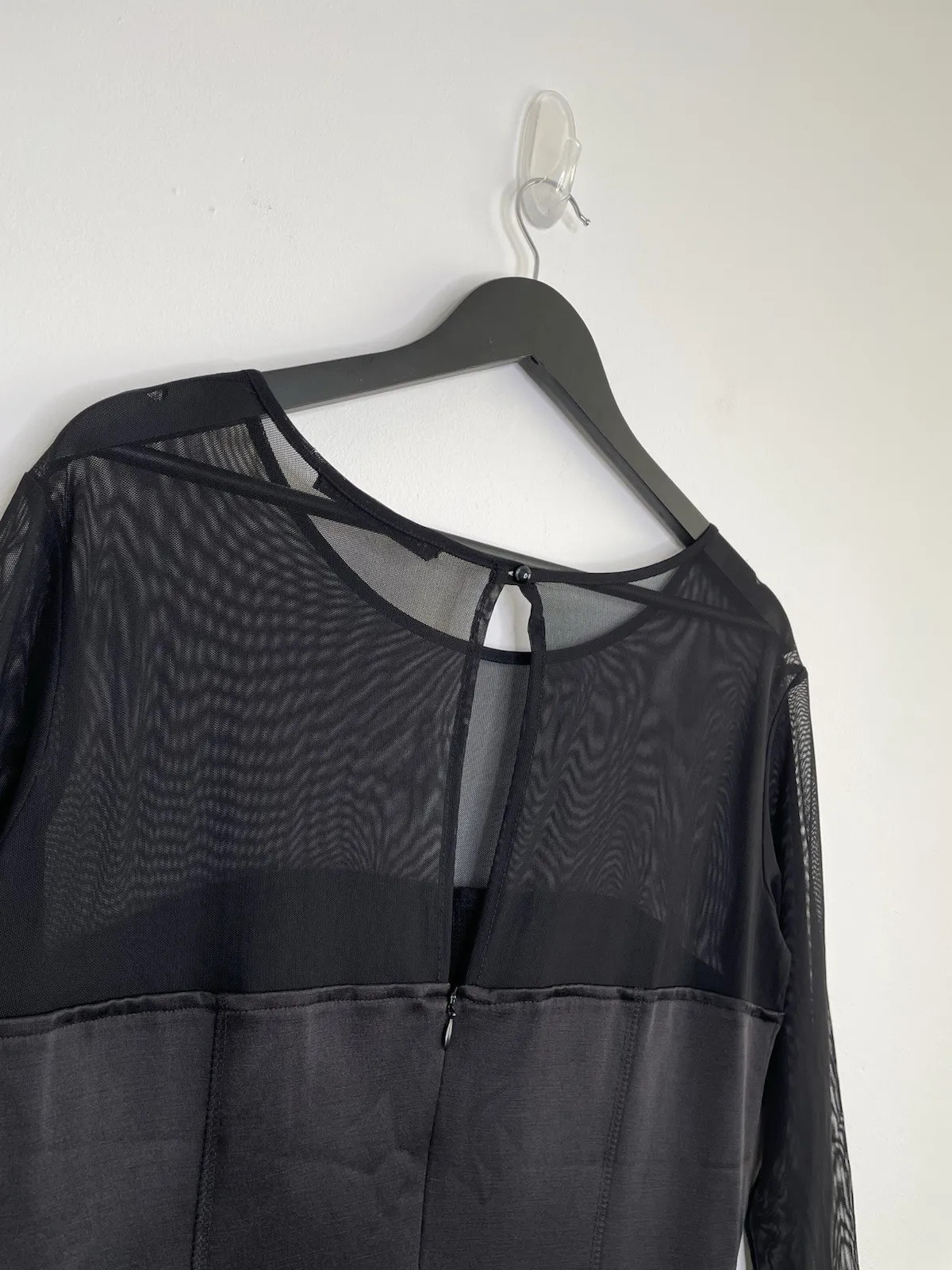 Zara Basic Black Mesh See Through Panel Bodycon D… - image 8