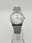 Vintage 1981 Pulsar By Seiko Mens Silver-Tone Analog Date Watch White Roman Dial