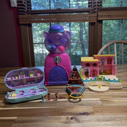 Polly Pocket Mixed Lot Of Three Dollars And Four Play Sets With Accessories