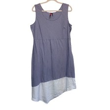 Love Scarlett Striped Asymmetric Hem Dress 1X Coastal Nautical Casual Modern