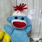 Schylling Sock Monkey Baby Plush Lovey Blue White Hat Red Yarn Hair Mouth — photo 4