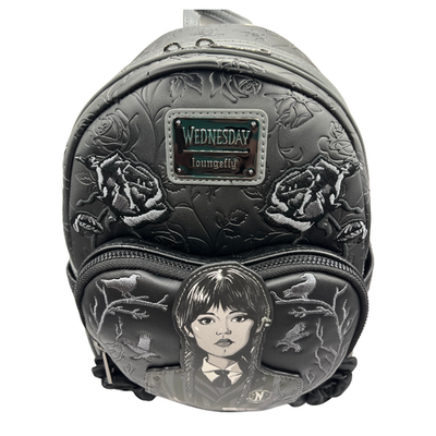 Loungefly Wednesday Black Roses Mini Backpack Wednesday  display picture 1