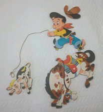 Vintage Dolly Toy Co. Cowboy Western Rodeo Child Nursery Decor Wall Hangings