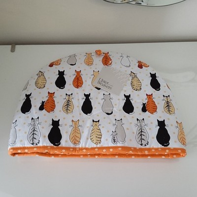 Teekuschel Ulster Weber Katzen in Wartezeit 100% Baumwolle weiß orange multi