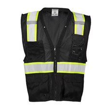 Kishigo B100-S-M Safety Vest, Zipper, Black, S/M