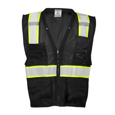 Kishigo B100-S-M Safety Vest, Zipper, Black, S/M