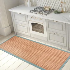 Rugshop Kitchen Mat Natural Border Anti-Fatigue Standing Mat Bathroom Mats 18X47