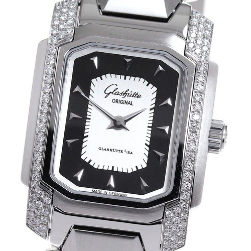 GLASHUTTE ORIGINAL Senator Carre Diamond Bezel Silver Dial Hand Winding_834466
