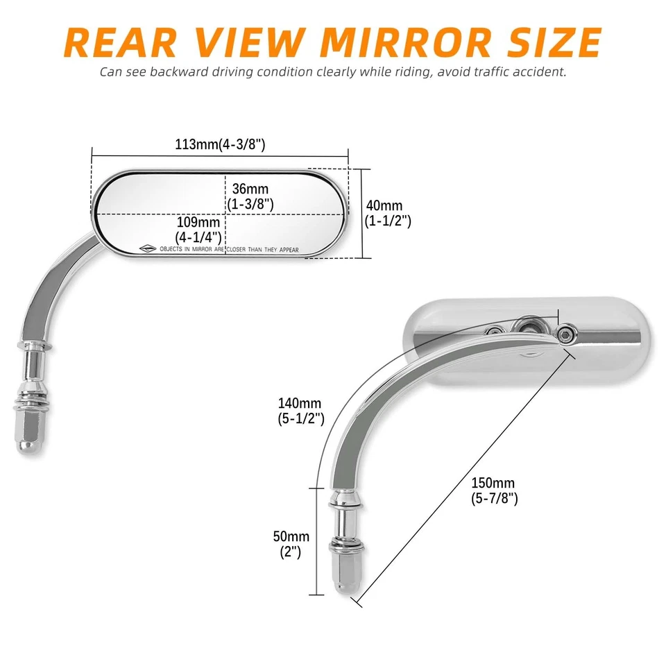 Espejos retrovisores mini ovalados cromados para motocicleta Harley Davidson Breakout FXBRS Foto 2 de 4