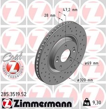 2x Bremsscheibe SPORT Z ZIMMERMANN 285.3519.52 für KIA HYUNDAI JF OPTIMA VF CEE