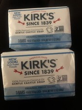 2 Kirk's Original Coco Castile Pure Botanical Coconut Oil Soap 6 Bars, 12 oz.