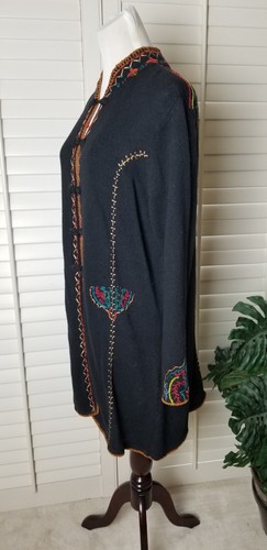 Maglione spolverino Coldwater Creek LG💕 nero ricamato lunghezza media LS COME NUOVO - Foto 3 di 15