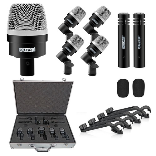5Core Drum Microphone 7 Piece Drummer Mic Kit Professional Instrument Mics Set - Picture 2 of 85