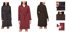 Modern Ambition Travel Dress Long Sleeve Button Front Belted Side Pockets