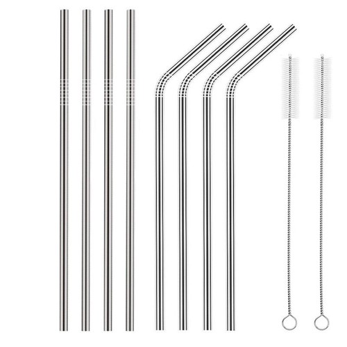 10.5" Stainless Steel Metal Drinking Straw Reusable Straws + Cleaner Brush Kit - Picture 4 of 12