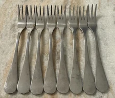 8pc Walco 44 seafood cocktail forks glossy rounded plain tip 5 5/8"