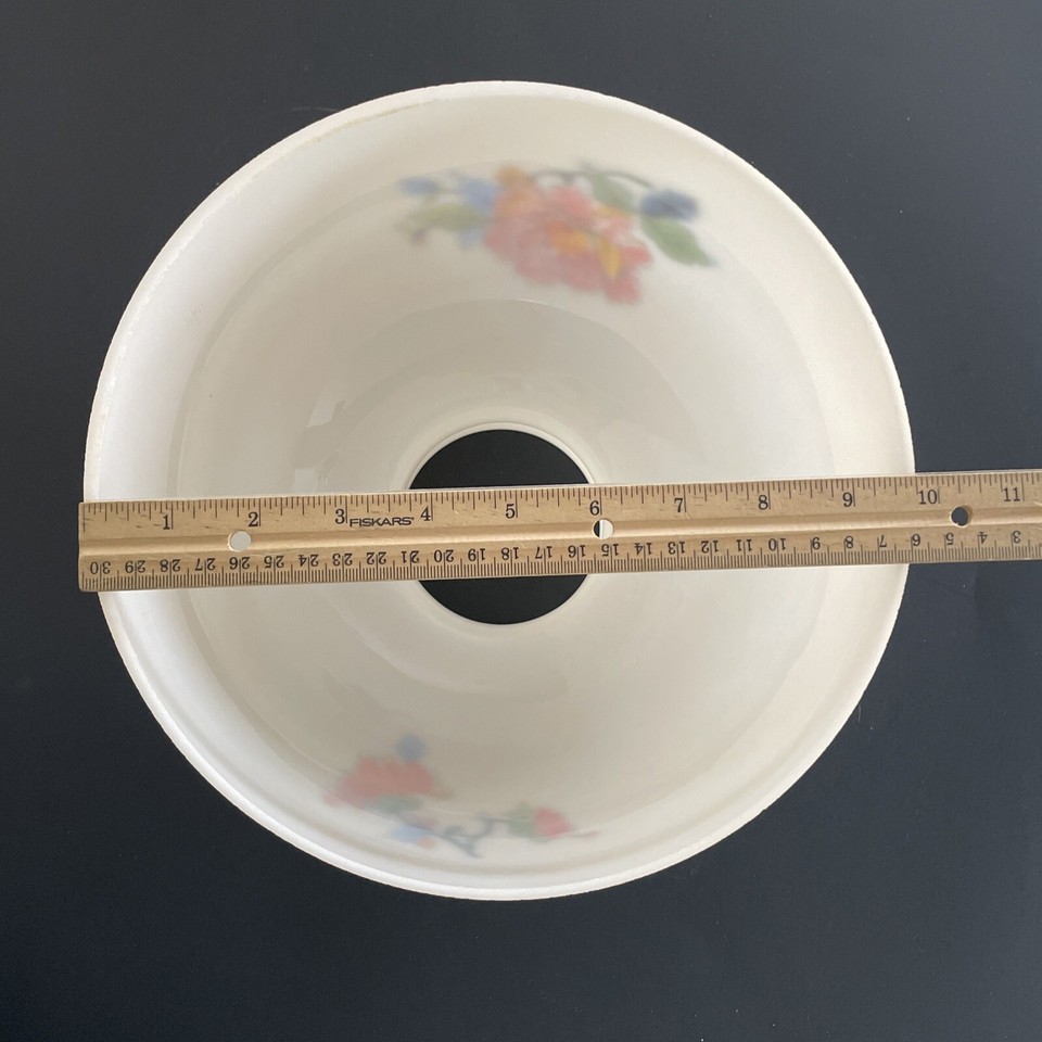 Vintage GWTW 10" Fitter Ivory Floral Hurricane Oil Or Electric Glass