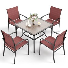5 Piece Outdoor Dining Set Patio Furniture Set Wooden-like Table