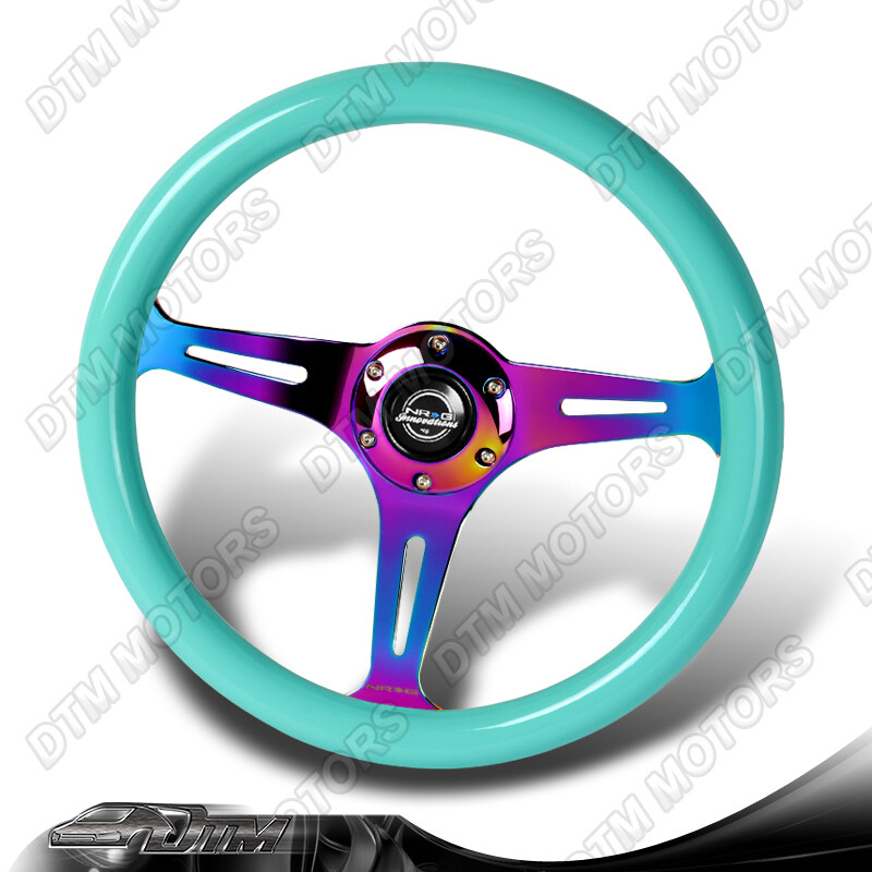 NRG ST-015MC-MF 350MM Minty Fresh Wood Grain Neo Chrome 3-Spoke