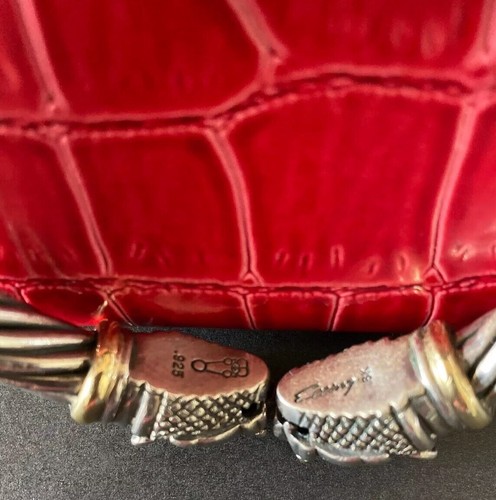 Signed Leering Sterling Silver 18k YGold 2 Cat Head Cable Cuff Bracelet Rare - Picture 8 of 11