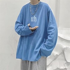 Men's Fashion Printed Loose Casual Crewneck Fashion Long Sleeve T-shirt Top