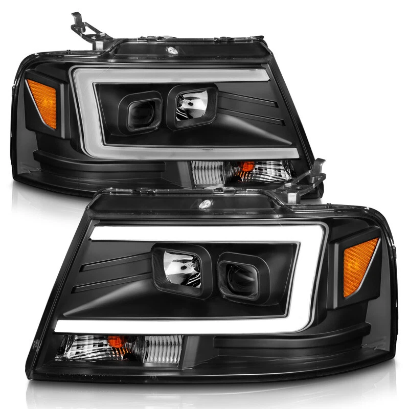 Faros proyectores con barra de luz carcasa negra para Ford F-150 ANZO 2004-2008 Foto 2 de 4