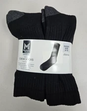 Member's Mark Men Crew Socks 10 Pair 75% Cotton Sizes 6-12 BLACK MADE IN USA 