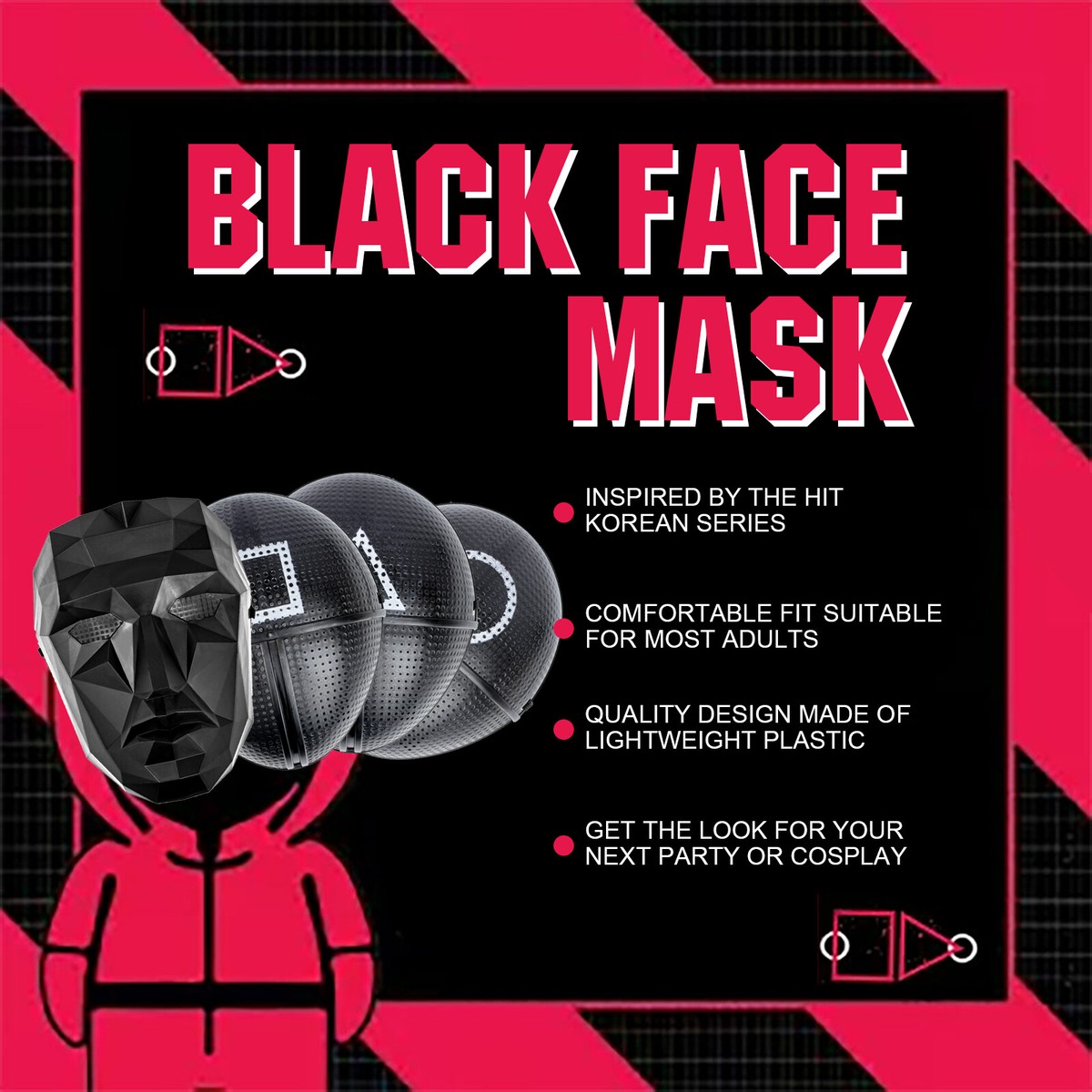 Deadly Games Circle Square Triangle Leader Mask Halloween Props Cosplay  Party