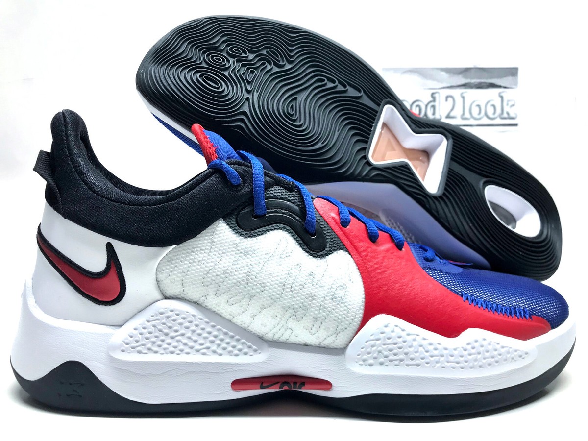 NIKE PG 5 PAUL GEORGE WHITE/UNIVERSITY RED-RUSH BLUE SIZE