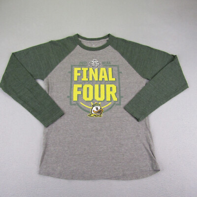 Oregon Ducks Shirt Mens Medium Gray Green Raglan Final Four Long Sleeve Fanatics