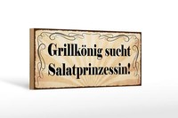 Holzschild Spruch 27X10Cm GrillköNig Sucht Salatprinzessin Schild Wooden Sign