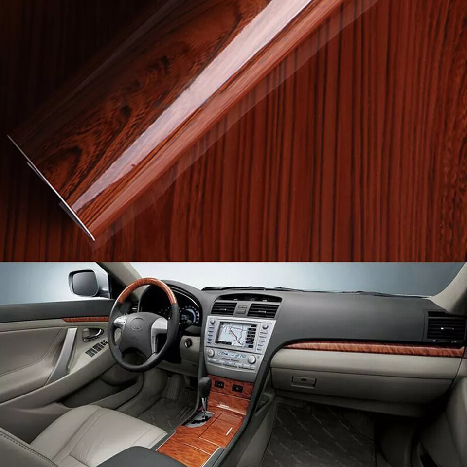 Car Wrap Decal Sticker Glossy Wood Grain Textured Car Interior Trim Film Wrap - Image 2 of 4