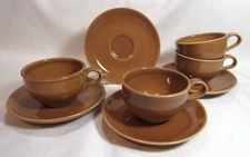 Iroquois USA Casual China Russel Wright CASUAL APRICOT 4 Flat Cups & Saucers GC