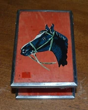 VTG Shaving Travel Compact Horse Red Metal Foldable Mirror Shave Bowl Brush