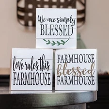 Farmhouse Inspirational Wooden Block Shiplap Wall Signs Black Antiqued White