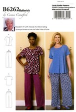 Butterick B6262 Loungewear Top & Flared Pants Pajamas PLUS Sz XXL-6X UC Pattern
