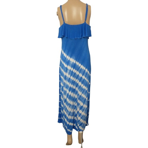 Y2K Maxi Dress Sz S Petite Jersey Knit Blue White Striped Hippie Boho Nautical - Picture 6 of 15