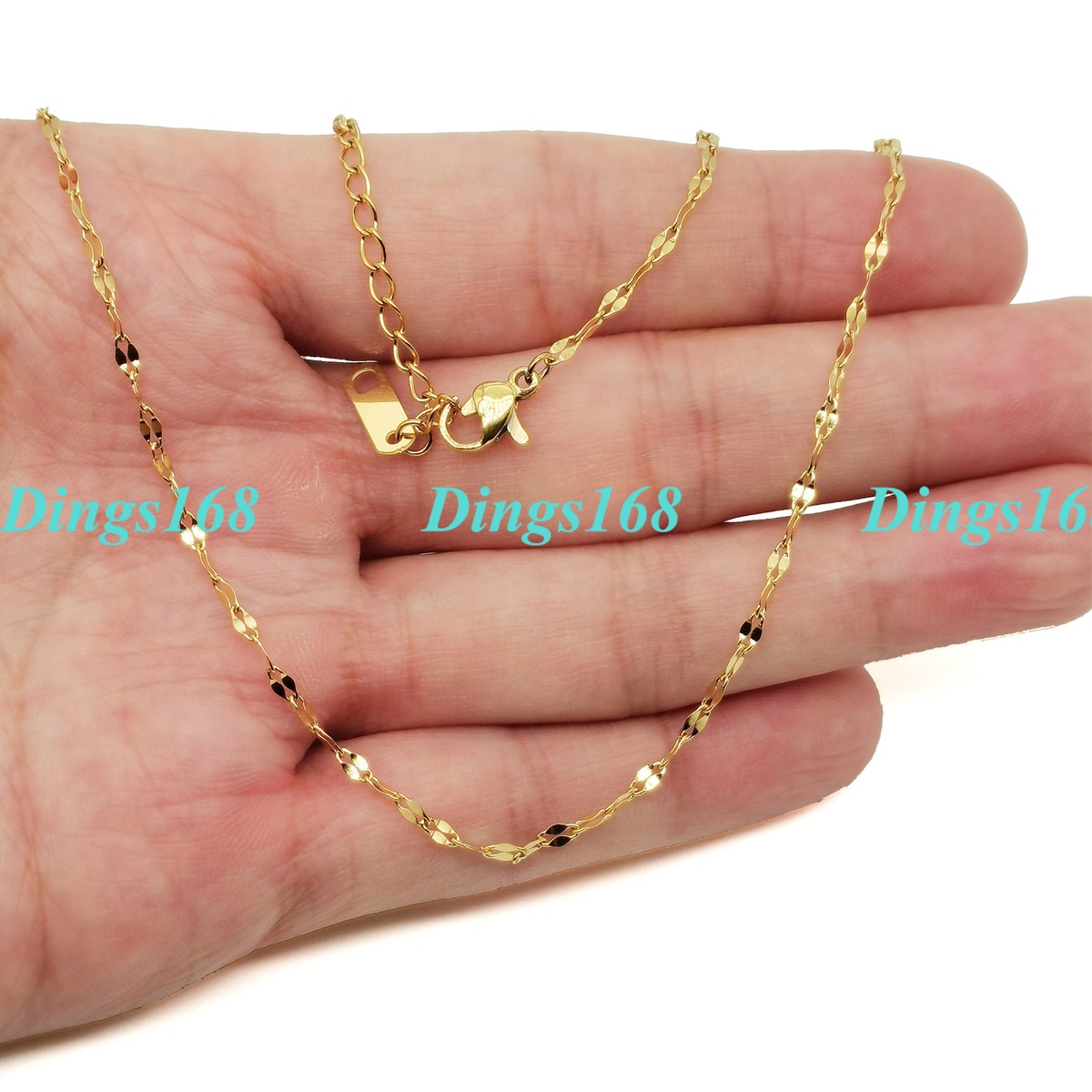 18K Yellow Gold Filled Tarnish-Resistant 2mm Lip Shape Link Chain