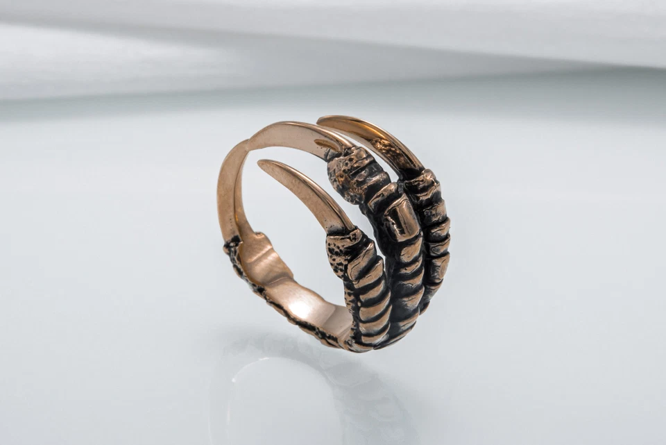 Anillo envolvente de garra de cuervo banda de garra de pájaro artesanal joyería de vida silvestre regalo único Foto 3 de 4