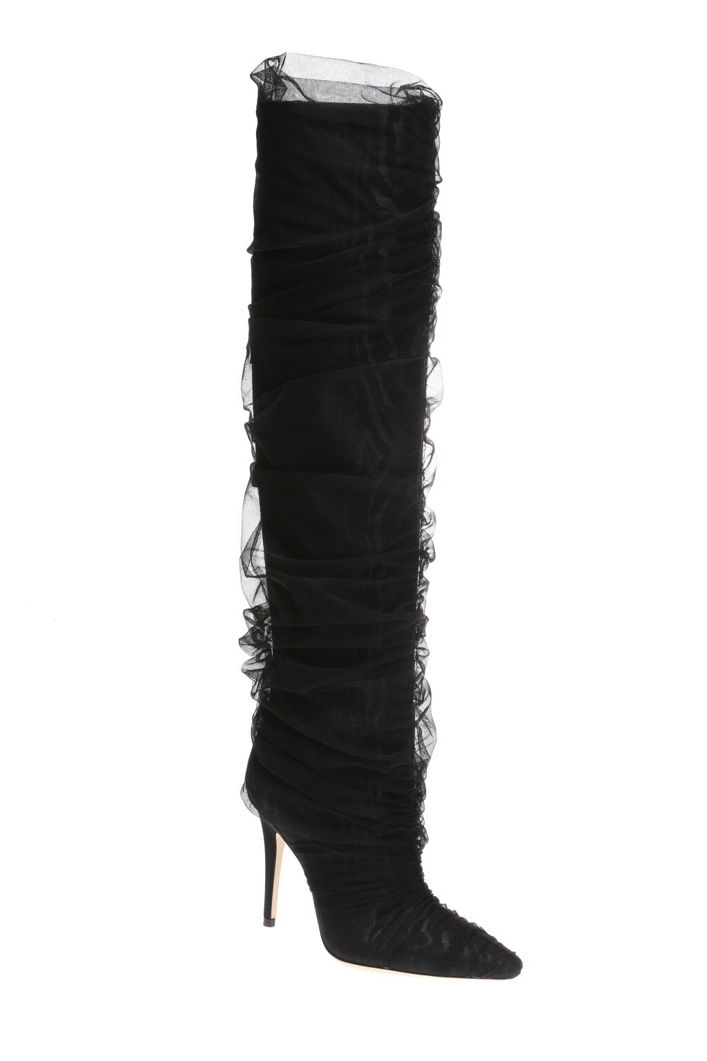 JIMMY CHOO ‘Elisabeth 100’ Black Knee High Satin Boots UK 3.5 Eu 36.5 Rrp £1495