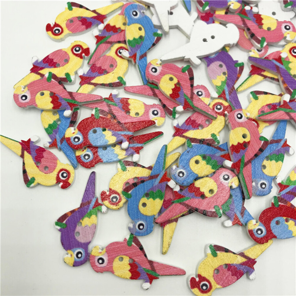 50pcs Mixed Wood Knitting Button Baby Clothes Buttons Bird Sewing