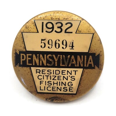 Vieux Permis De Pêche – Pennsylvanie – 1930 – Vintage